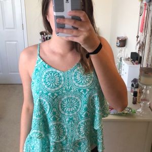 Adorable blue and white patterned  tank top